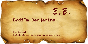 Brém Benjamina névjegykártya